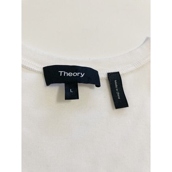 Theory Women’s Drapey Scoop Neck Ribbed Tank Top White Size Large Asymmetrical - Picture 5 of 7